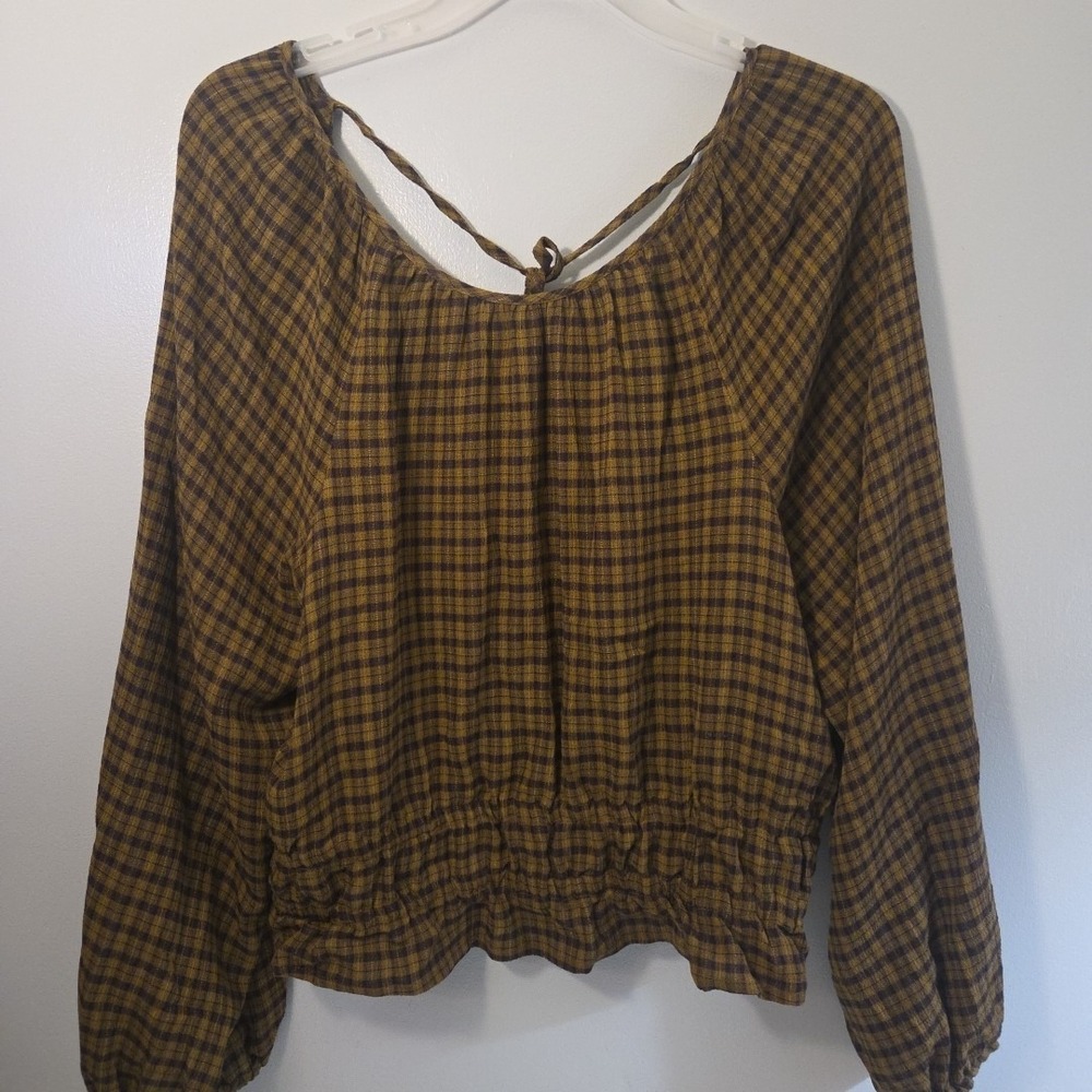Madewell Gingham Squareneck Puff Sleeve Top Size 6 MC765 - Picture 3 of 12